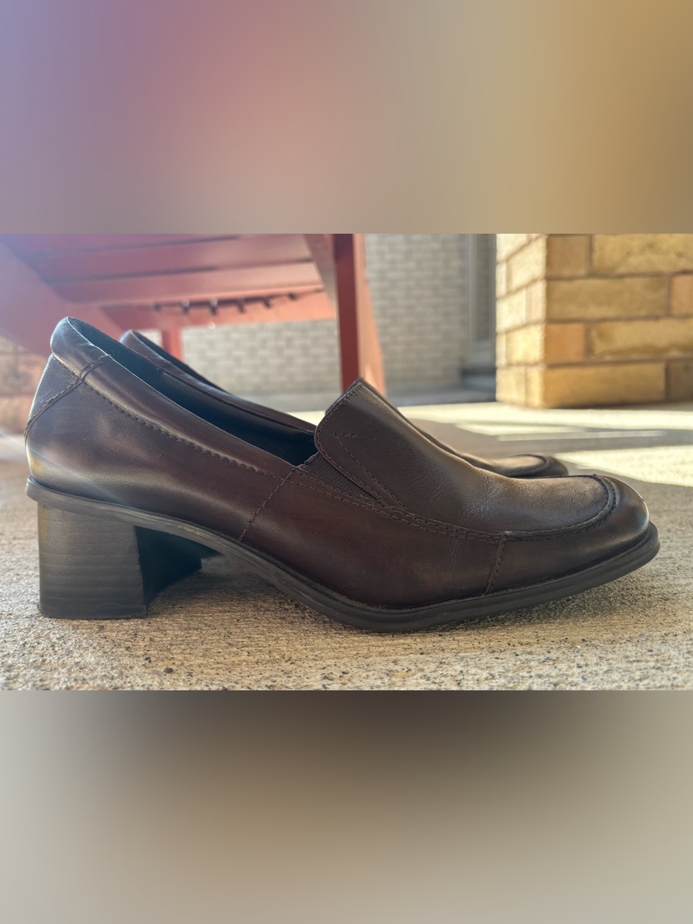 Hush Puppies Women’s Square Toe Chocolate Brown Leather Slip-On Loafers